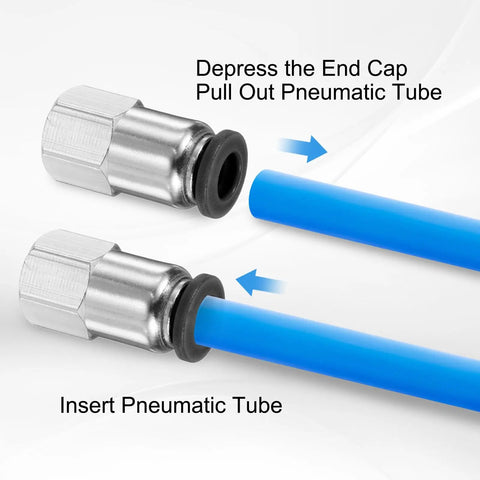 Push To Connect Pneumatic Fittings For Six Millimeter Tube OD To One Quarter Inch NPT Female Straight Quick Connect Air Line Fittings