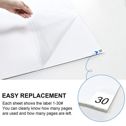 Super Sticky Tacky Floor Mats Grab Dirt And Dust From Shoes Like A Charm Perfect For Cleanrooms Hospitals Labs Homes And Job Sites Large 24 By 36 Inch Adhesive Pads In Case Of Five Mats With Thirty Sheets Each White showing sheet peel-off detail and replacement instructions.