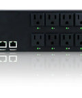 Cloud Managed Switchable Smart PDU With 14 Metered Outlets In A 2U Rack Mount Build, features digital display and multiple outlets.