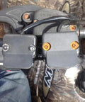 12V Mini Rocker Switch Handlebar Control For ATV And UTV Winches Waterproof mounted beside throttle lever on handlebar.