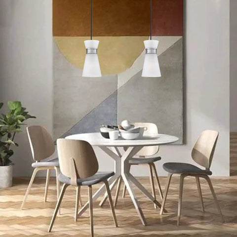 3 Pack Cylindrical Pendant Lights With Frosted Glass, Modern Hanging Lamps For Kitchen Island Bar And Dining Room, Brushed Nickel Finish, Hardwire Ready, Farmhouse Chic, over dining table