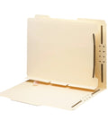 Self-Adhesive Folder Divider With 1-Inch Twin Prong Fastener For Letter-Size Manila Folders, 25 Per Pack, holds up to 125 sheets.