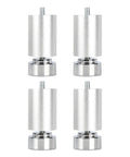 Set of 4 adjustable 10cm metal furniture legs, heavy-duty alloy feet with 10mm screw hole, for tables, sofas, beds, wardrobes with floor protection.