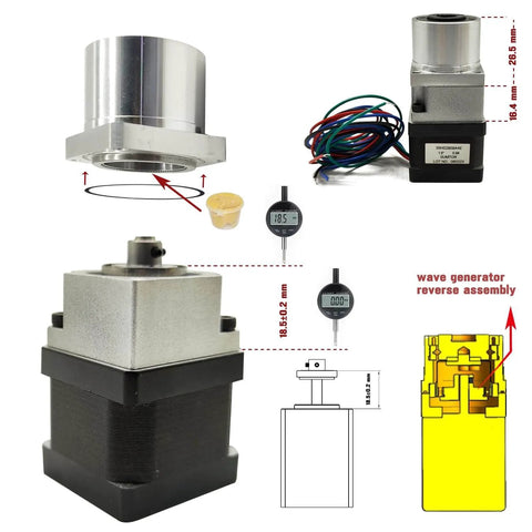 Harmonic Drive Gear Reducer Small Strain Wave Gearbox 30 to 1 Rotary Reduction Actuator Fits Nema 14 Stepper Motor Features