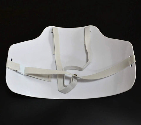 Back view Pro Grade Fencing Chest Guard Plastron Breast Protector for Foil Epee Saber, Large, white nylon plastic armor