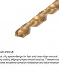 Close-up of titanium coated twist drill bit from Go To 5/16-20 UN Straight Flute Tap And 7.0mm Twist Drill Bit Set Titanium Plated 6542 High Speed Steel.