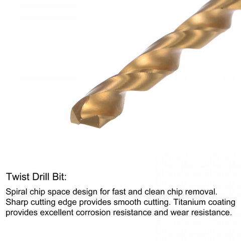 Close-up of titanium coated twist drill bit from Go To 5/16-20 UN Straight Flute Tap And 7.0mm Twist Drill Bit Set Titanium Plated 6542 High Speed Steel.