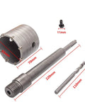 CertBuy 2.5-inch concrete hole saw set with SDS Plus shank; includes 65mm hole saw, long 220mm bit, and 110mm bit
