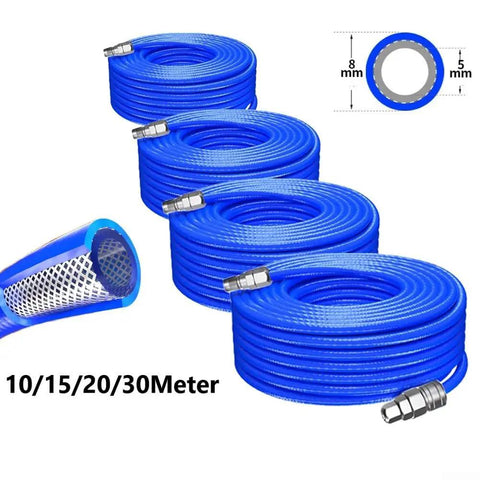 Beast Mode Kink Free Pneumatic Tubing 5X8MM Straight Air Compressor Hose 20 Meter Long with Type C Quick Disconnect Fittings, blue hose