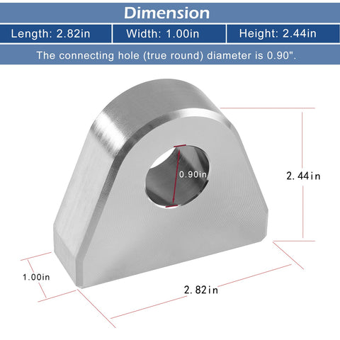 Heavy Duty Weld On Shackle Clevis Mounts 1 Inch Thick Steel Pack Of 4 With Beveled Base, Dimensions 2.82" L, 1" W, 2.44" H, 0.90" Hole