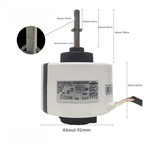 Beefed Up Indoor Unit DC Fan Motor For HVAC Systems, High Efficiency Spare Part, Durable Industrial Grade Blower Motor For Reliable Cooling, Quiet Operation, Replacement Part For Indoor Units, 92mm body, 8mm shaft