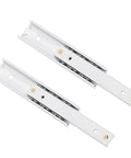 Two Pack Heavy Duty Drawer Slides Smooth Gliding Cabinet Rails For Kitchen Cupboards Push And Pull Furniture Hardware No Sweat Installation Rock Solid 15.5 X 1.6 Cm Built Tough, featuring white metal construction.