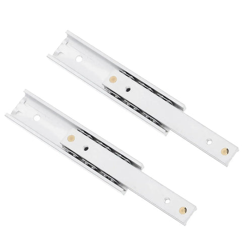 Two Pack Heavy Duty Drawer Slides Smooth Gliding Cabinet Rails For Kitchen Cupboards Push And Pull Furniture Hardware No Sweat Installation Rock Solid 15.5 X 1.6 Cm Built Tough, featuring white metal construction.