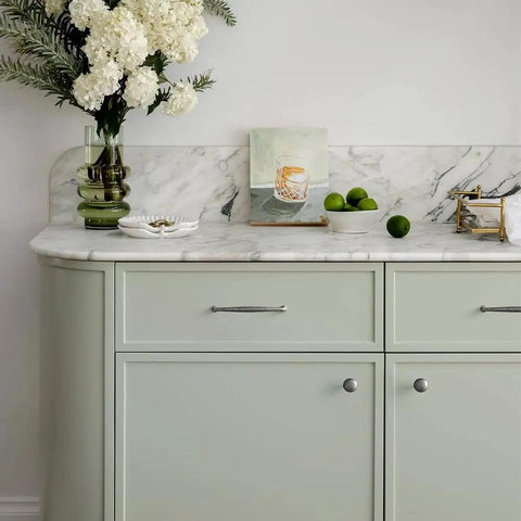 Weathered Nickel Zinc Alloy Cabinet Handles 10 Inch Hole Center on light green kitchen cabinets