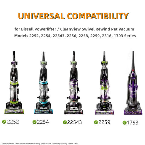 Image showing Bissell Powerlifter and CleanView Swivel Rewind Pet Vacuum models 2252 2254 22543 2259 1793 compatible for replacement belts