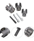 Popetpop 3 Pcs Pvc Pipe Threading Kit Featuring Internal External Thread Cutter Set For Electric Drill And Metal Pipes With One Half Inch Three Quarters And One Inch Sizes Perfect For Plumbing Renovations And Home Repair Jobs Ensuring Leak Proof, showing three thread cutters and drill bits.