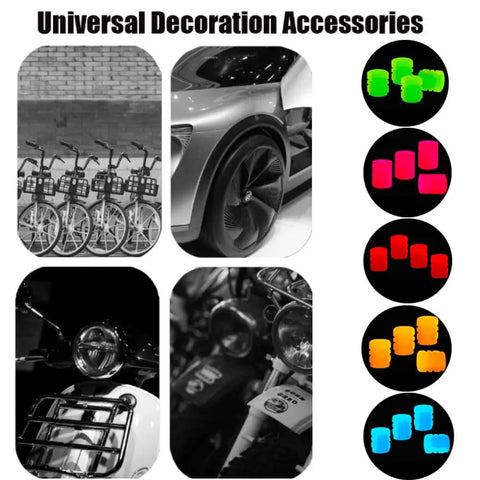 Glow In The Dark Tire Valve Caps Universal Fit For Cars Trucks Motorcycles SUVs And Bicycles With Five Color Pack Of 20