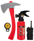 Kids Firefighter Costume Props Set With Water Squirt Fire Extinguisher Toy For Role Play including axe, compass, radio
