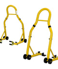 900 Lbs Front And Rear Universal Motorcycle Stand Lift For Most Sport And Dirt Bikes Yellow Portable Bike Stand With Adjustable Brackets