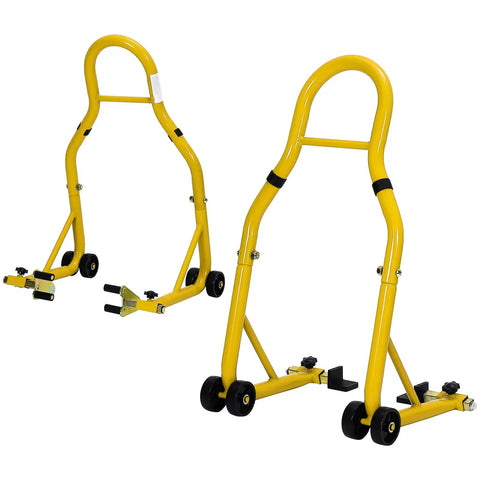 900 Lbs Front And Rear Universal Motorcycle Stand Lift For Most Sport And Dirt Bikes Yellow Portable Bike Stand With Adjustable Brackets