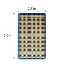 Universal Solderable Breadboard Shield with 3.6x2.2 in dimensions, tinned gold plated holes for Arduino and Raspberry Pi kits