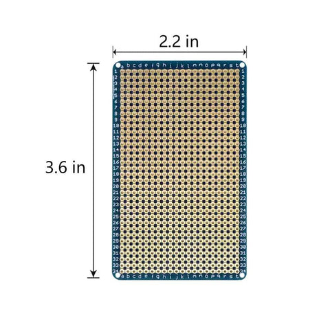 Universal Solderable Breadboard Shield with 3.6x2.2 in dimensions, tinned gold plated holes for Arduino and Raspberry Pi kits