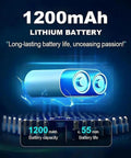 Image of a 1200mAh lithium battery, highlighting long-lasting battery life, used in Off Road Beasts RC Truck With Charging Dock One Eighteen Scale 4WD Amphibious RC Car Featuring 360 Degree Spins And Stand Up Trick Waterproof Two Point Four Gigahertz Remote Control Vehicle For Kids Boys Birthday Gift Age Six Plus.