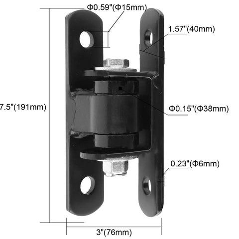 Heavy Duty Sealed Bearing Gate Hinges For Outdoor Gates Up To 1000 Lbs, Bolt On Or Weld On, Adjustable Yoke Pivot CI3700 Gate Hinge Pair, Black, 7.5in