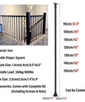 Rock Solid Square Black Iron Balustrade Spindles For Staircase Railing Hardware Built Tough Wrought Iron Posts, 59in, DIY Pack.