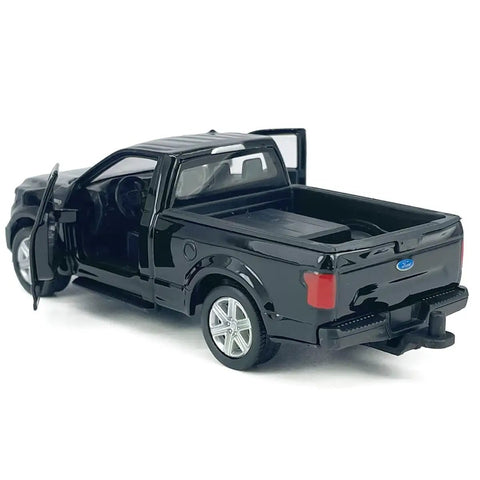 1/36 Scale Diecast Pickup Truck With Trailer And Horse Transporter Open Doors Farm Rig, metal toy car with open doors and hitch