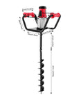 Electric Post Hole Digger Workhorse 1500W 1.6HP Earth Auger Digging Machine With 4 Inch Auger Bit shown with dimensions
