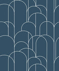 Peel And Stick Modern Geometric Wallpaper 17.71 Inch Wide By 511 Inch Long Matte Self Adhesive Removable Contact Paper For Easy Do It Yourself Home Decor And Furniture Renovation DIY Friendly And Easy To Line Up featuring a blue and white arched pattern