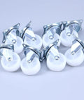Inch Swivel Caster Universal Brake Wheel for Furniture, PP 8 Pcs, white wheels with chrome bases arranged in a group.