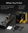 PD100W Wireless USB Dynamic Microphone For Gaming And Streaming, One Click Noise Reduction, USB-C Receiver, accessories included