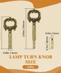 Set Of Four Heavy Duty Brass Finish Lamp Turn Knobs For Retro Lighting Fixtures Featuring smooth size details for easy installation.