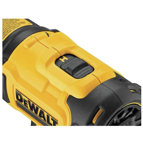 Close-up of Workhorse Cordless 20V Max Heat Gun Kit With LED Light Heats Up To 990 Fahrenheit 42 Minute Runtime handle switch