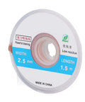 Premium Solder Wick Desoldering Braids 5 Pack High Efficiency Copper Wire spool showing 2.5mm width 4.9ft length details