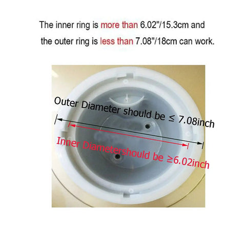 Water Dispenser Replacement Parts Smart Seat WaterGuard Assembly dimensions showing inner and outer ring measurements.