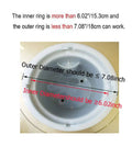 Smart Seat Bottle Holder Replacement Part for Water Dispensers showing size specifications with labeled inner and outer rings