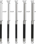 8 Inch Long Carbon Steel Pin Punch Set Includes 5 Punch Sizes 1/8 Inch 3/16 Inch 1/4 Inch 5/16 Inch and 3/8 Inch Knurled Handle Pin Punches With Durable Build And Handy Storage Pouch For Quick Pro Grade Pin Removal displayed in a row with size markings