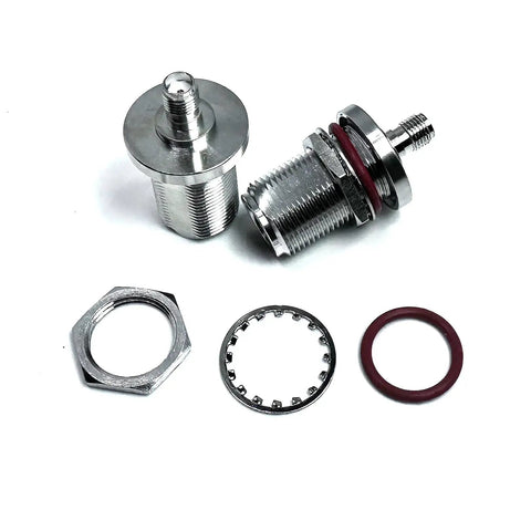 2 Pack SMA Female To N Female Bulkhead RF Coaxial Adapters Nickel Plated 50 Ohm connectors with brass body and mounting hardware