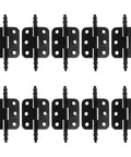 10 Pack Antique Hinges for Wooden Boxes and Jewelry Cases, shown in a flat layout, highlighting iron material and hole design.