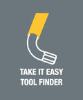 Illustration of hex key with yellow handle, labeled 'Take It Easy Tool Finder', representing Long Arm Hex Key Set, 4 Piece, 4.0mm Ball End L Keys.