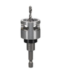 Built Like A Tank Carbide Tipped Countersink Bit With 82 Degree Angle 3/8 Cutting Face 3/32 Drill Point And Revolving Depth Stop Guide with hex shank.
