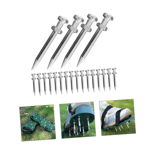 Lawn Aerator Shoes Spikes Replacement Pegs 1.77 Inch Metal Stakes For Yard And Garden Soil Aeration Durable Heavy Duty Set Of 20
