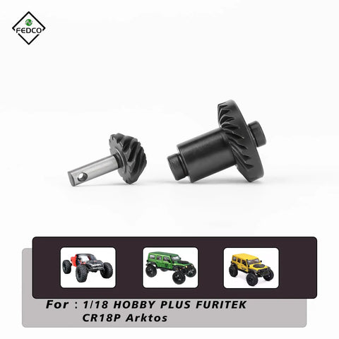 HobbyPlus CR18P Overdrive Helical Gear Set 24T And 12T for 1 18 Scale RC Crawlers, black gear components