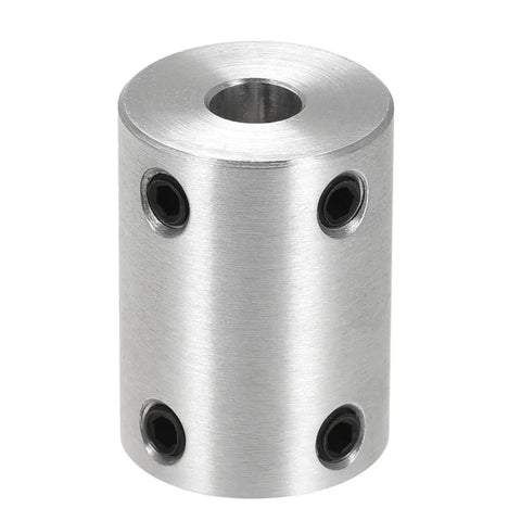 6mm to Quarter Inch Bore Rigid Shaft Coupling With Set Screws Aluminum Alloy 25mm Length 18mm Outside Diameter Connector, silver