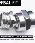 Shower Head Swivel Adapter Ball Joint With 30 Degree Range And 1 Inch Extension Adjustable Connector In Brushed Nickel Finish For Flexible Shower Head Angles And Easy Install, brass swivel fitting