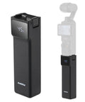 Power Bank Grip For Pocket 3 And Pocket 4 Camera With 5000 mAh Battery LED Display 18 Watt USB C Charging next to camera