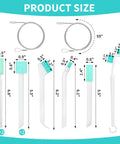Ice Machine Cleaner Brush Kit, 10-Piece Set With 2 Extra-Long Drain Pipe Brushes And 8 Crevice Brushes, product dimensions displayed